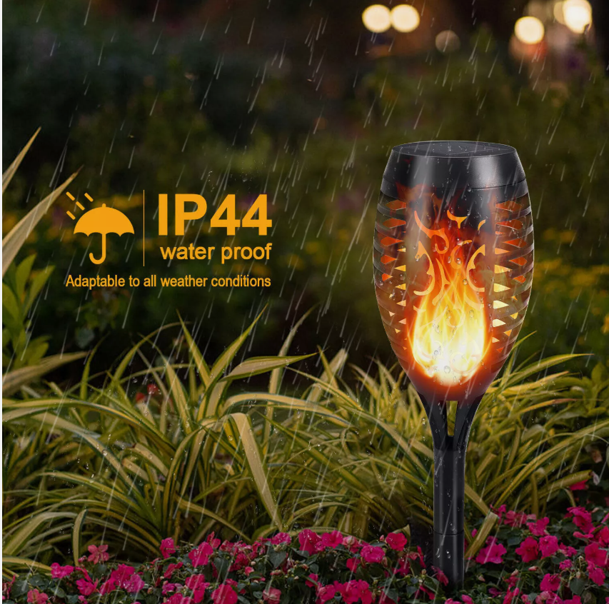 4x Flame Effect Solar Outdoor Lights Stake Garden Path Flickering LED Torch Lamp