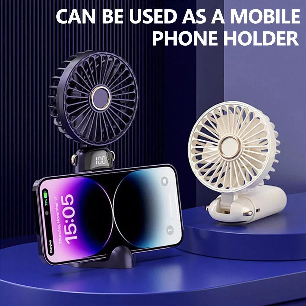 Mini Hand-held Fan Portable Folding Desk Fan Cooler Cooling USB Rechargeable Fan