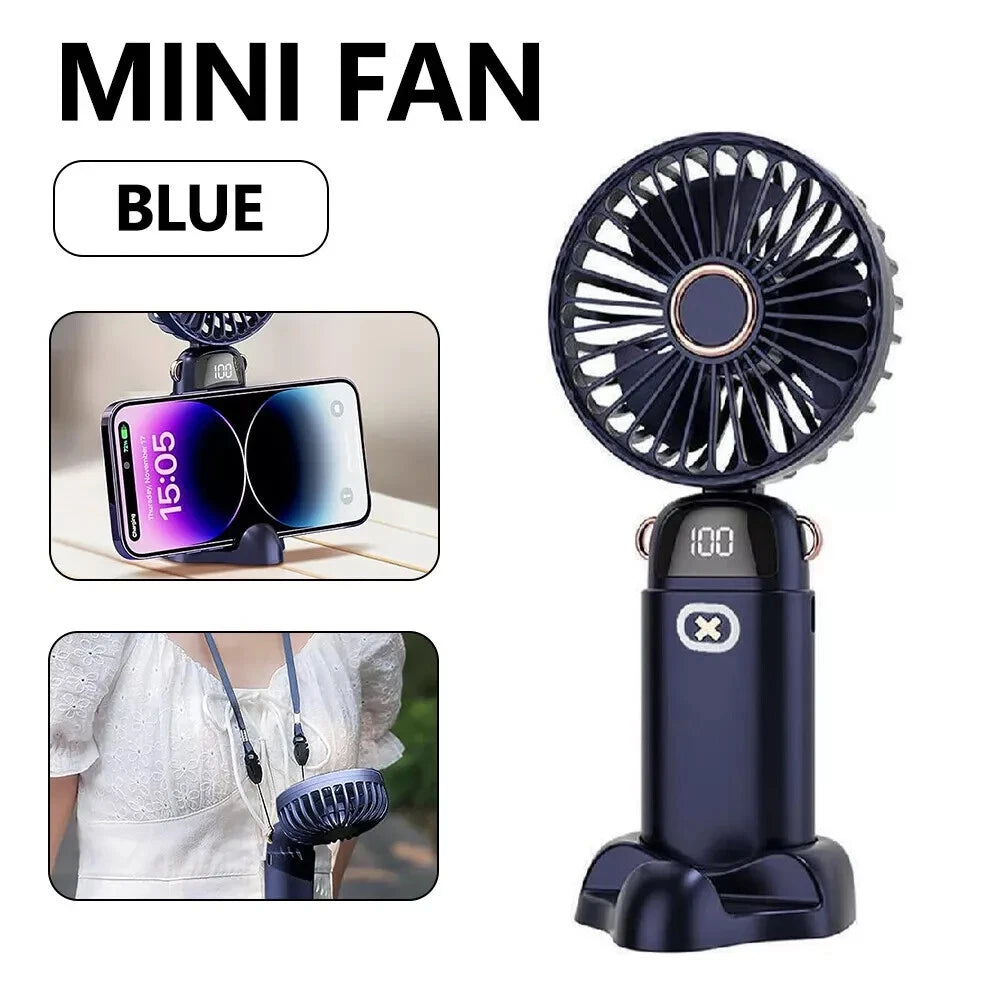 Mini Hand-held Fan Portable Folding Desk Fan Cooler Cooling USB Rechargeable Fan