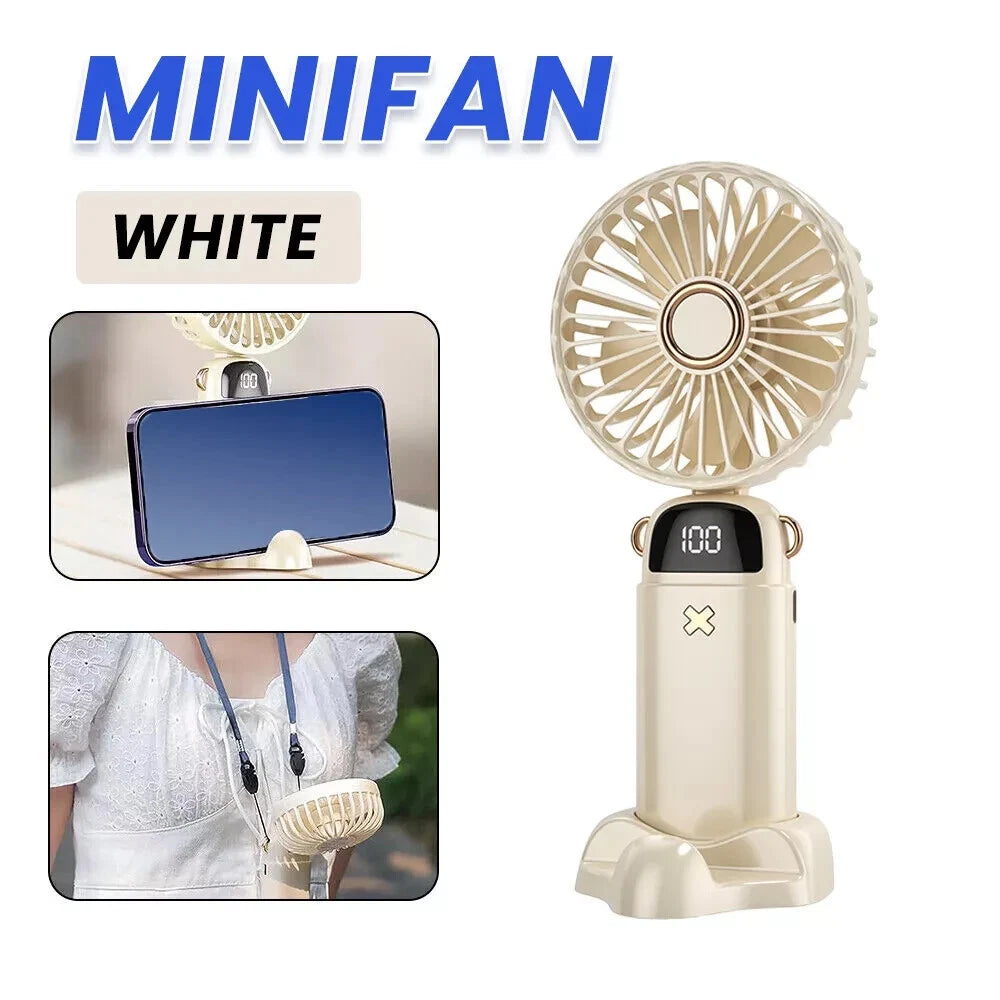 Mini Hand-held Fan Portable Folding Desk Fan Cooler Cooling USB Rechargeable Fan