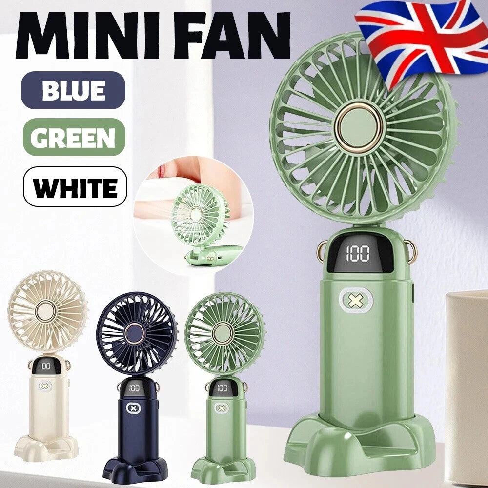 Mini Hand-held Fan Portable Folding Desk Fan Cooler Cooling USB Rechargeable Fan