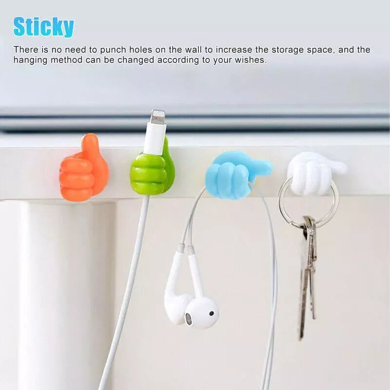 10pc Cable Clip Wall Hooks Silicone Thumb Self Adhesive Cord Holder Wire Hanger,Data Cable Holder Cute Home Decor