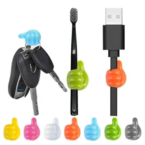 10pc Cable Clip Wall Hooks Silicone Thumb Self Adhesive Cord Holder Wire Hanger,Data Cable Holder Cute Home Decor