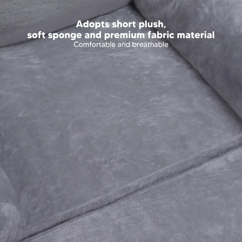 Kids Sofa Cartoon Gray Dog Style Foldable Wide Handle Soft Breathable Toddler UK for Reading Relaxing Sleeping (2 Layers)