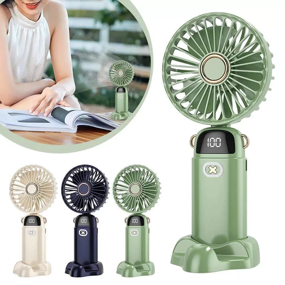 Mini Hand-held Fan Portable Folding Desk Fan Cooler Cooling USB Rechargeable Fan