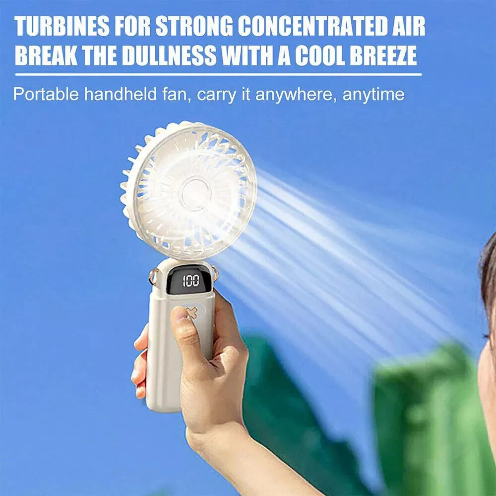 Mini Hand-held Fan Portable Folding Desk Fan Cooler Cooling USB Rechargeable Fan
