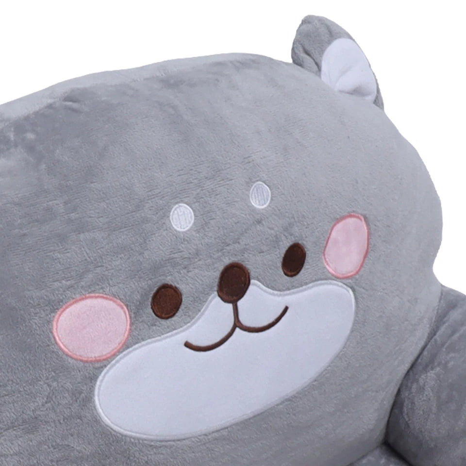 Kids Sofa Cartoon Gray Dog Style Foldable Wide Handle Soft Breathable Toddler UK for Reading Relaxing Sleeping (2 Layers)
