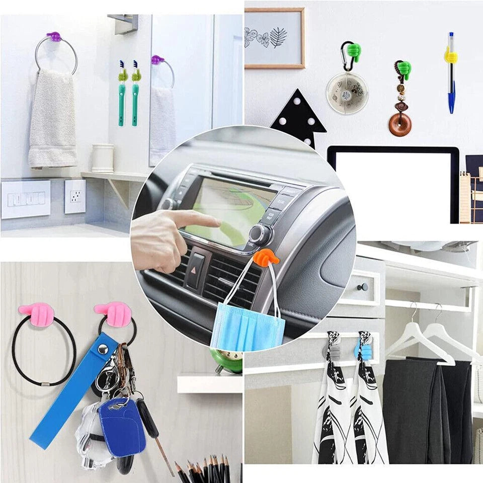 10pc Cable Clip Wall Hooks Silicone Thumb Self Adhesive Cord Holder Wire Hanger,Data Cable Holder Cute Home Decor